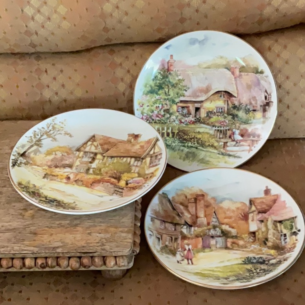 Heritage Regency Beautiful Cottages, Landscapes small plates, Set of 3